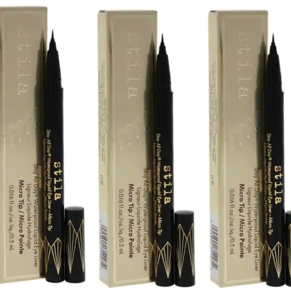 3 ✅3 x STILA Micro Tip INTENSE BLACK Stay All Day WPROOF Liquid Eye Liner ✨NIB's - Picture 2 of 13